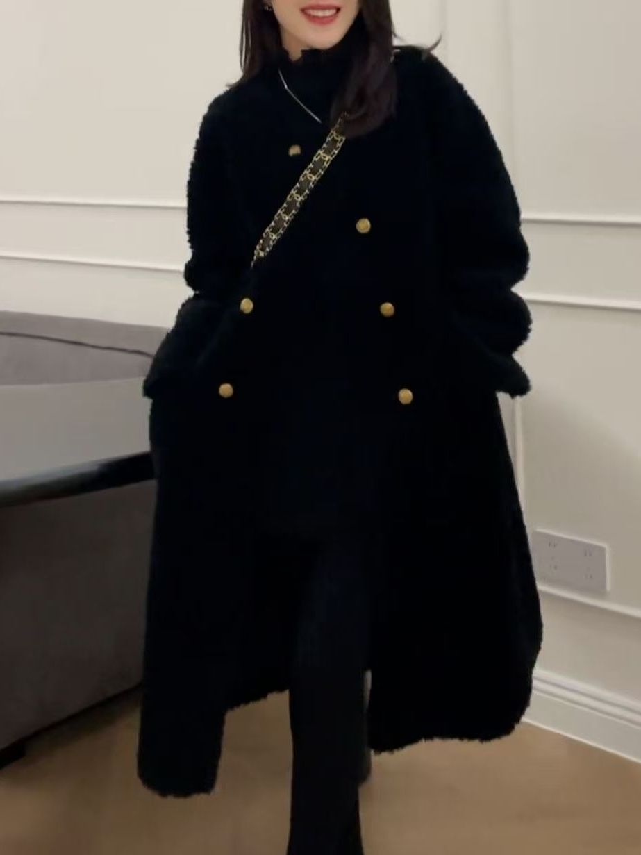 Wool Coat Peacoat - Abrigo de piel de cordero de