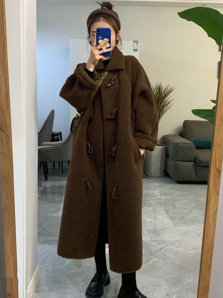 Wool Coat Peacoat - Abrigo largo de piel de cordero