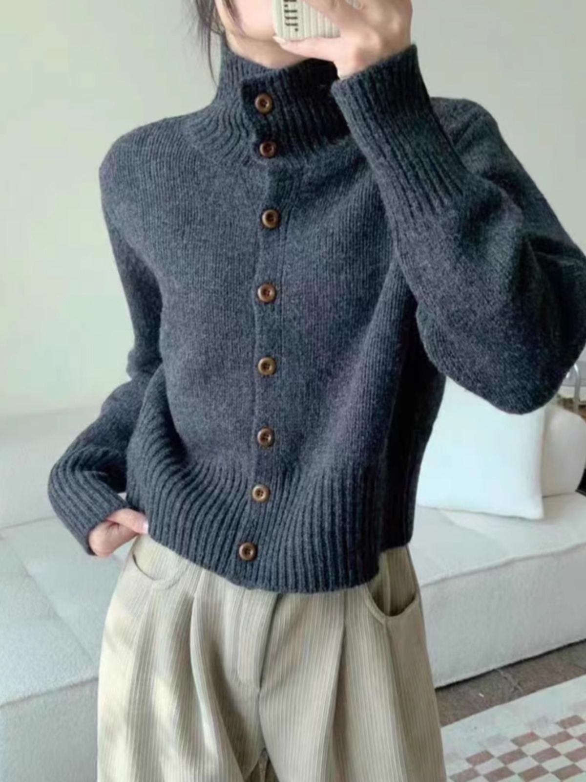 Cárdigan de punto de Cachemira - Wool Coat Peacoat reseña y precio