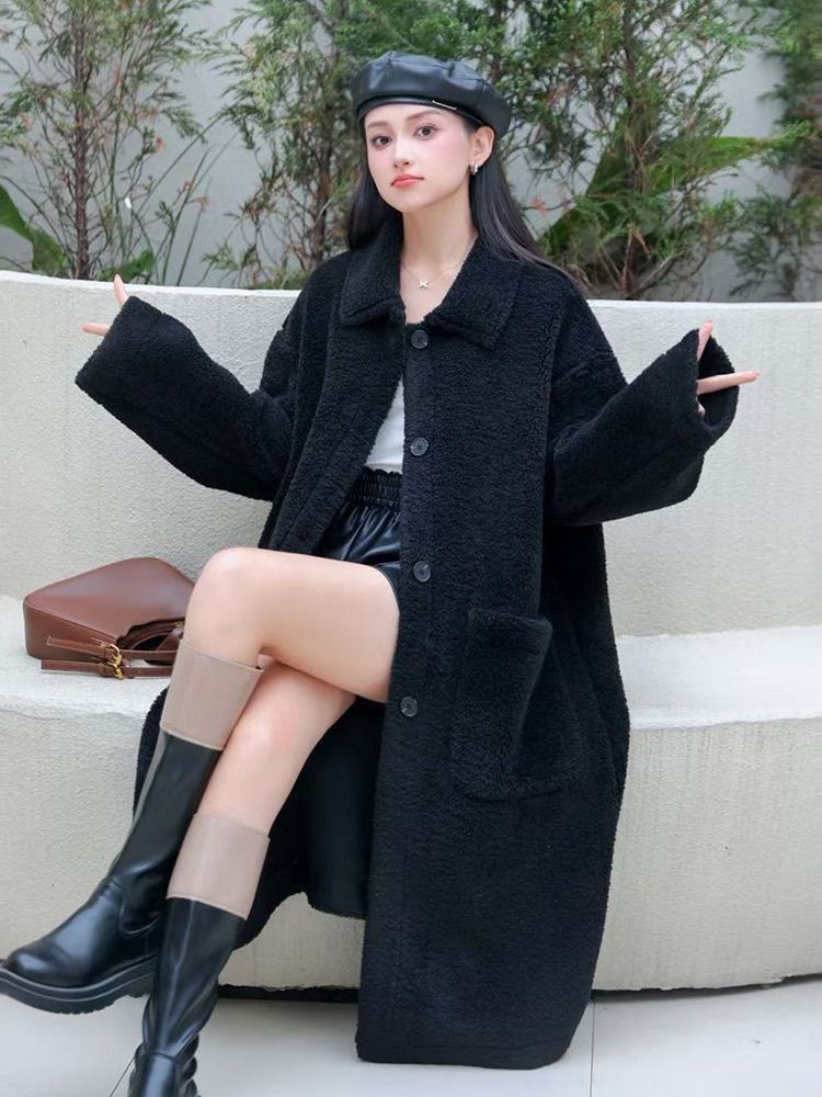 Chaqueta larga de piel de cord - Wool Coat Peacoat reseña y precio